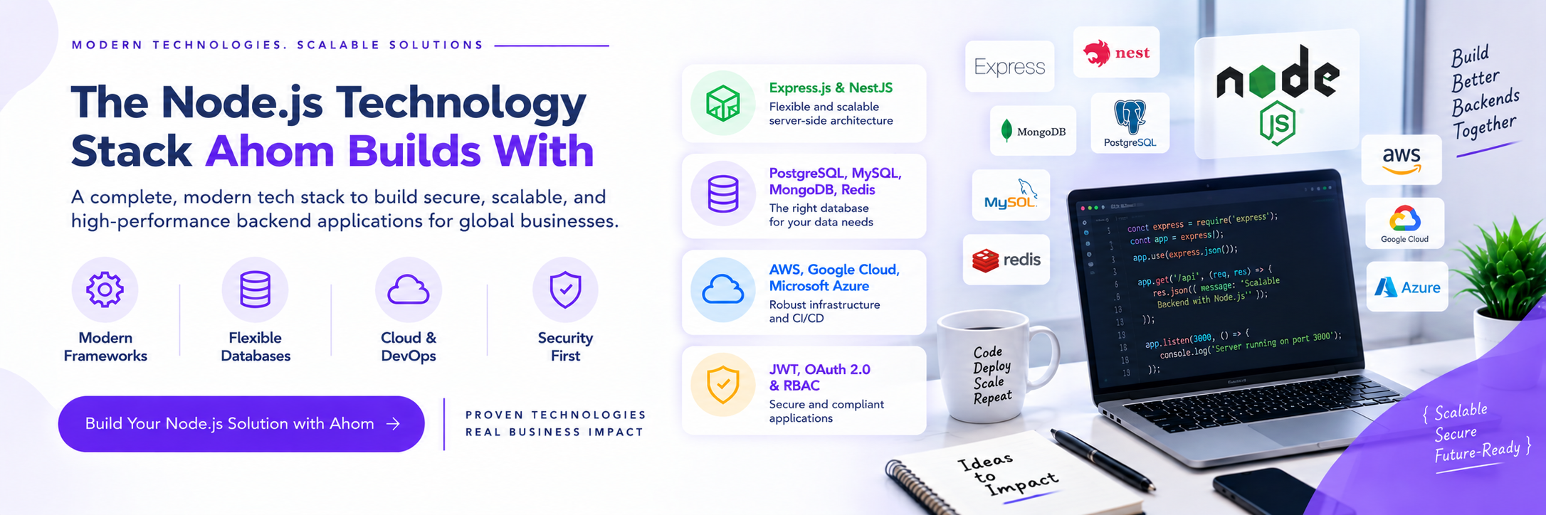 Node.js technology stack used by development company in Gurgaon Ahom Technologies