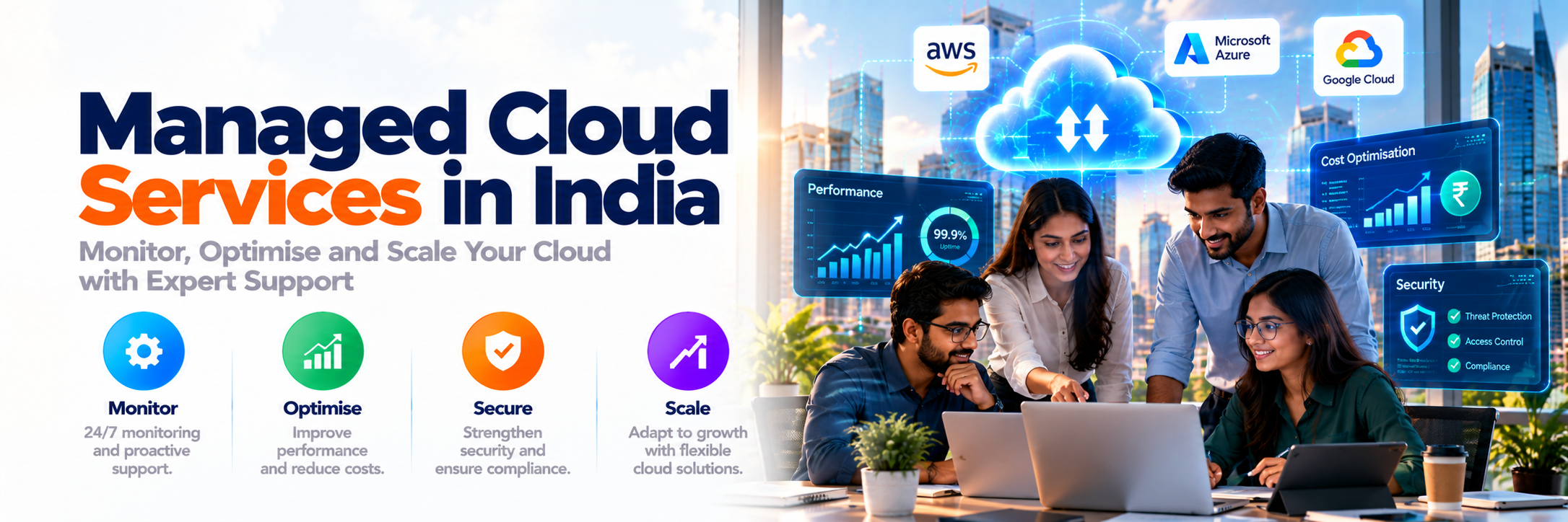 AWS Azure and Google Cloud platforms Ahom Technologies cloud development services